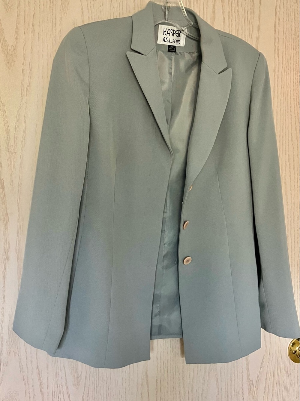 Kasper A.S. L. Petite Aquamarine Blue Pantsuit - Picture 3 of 16